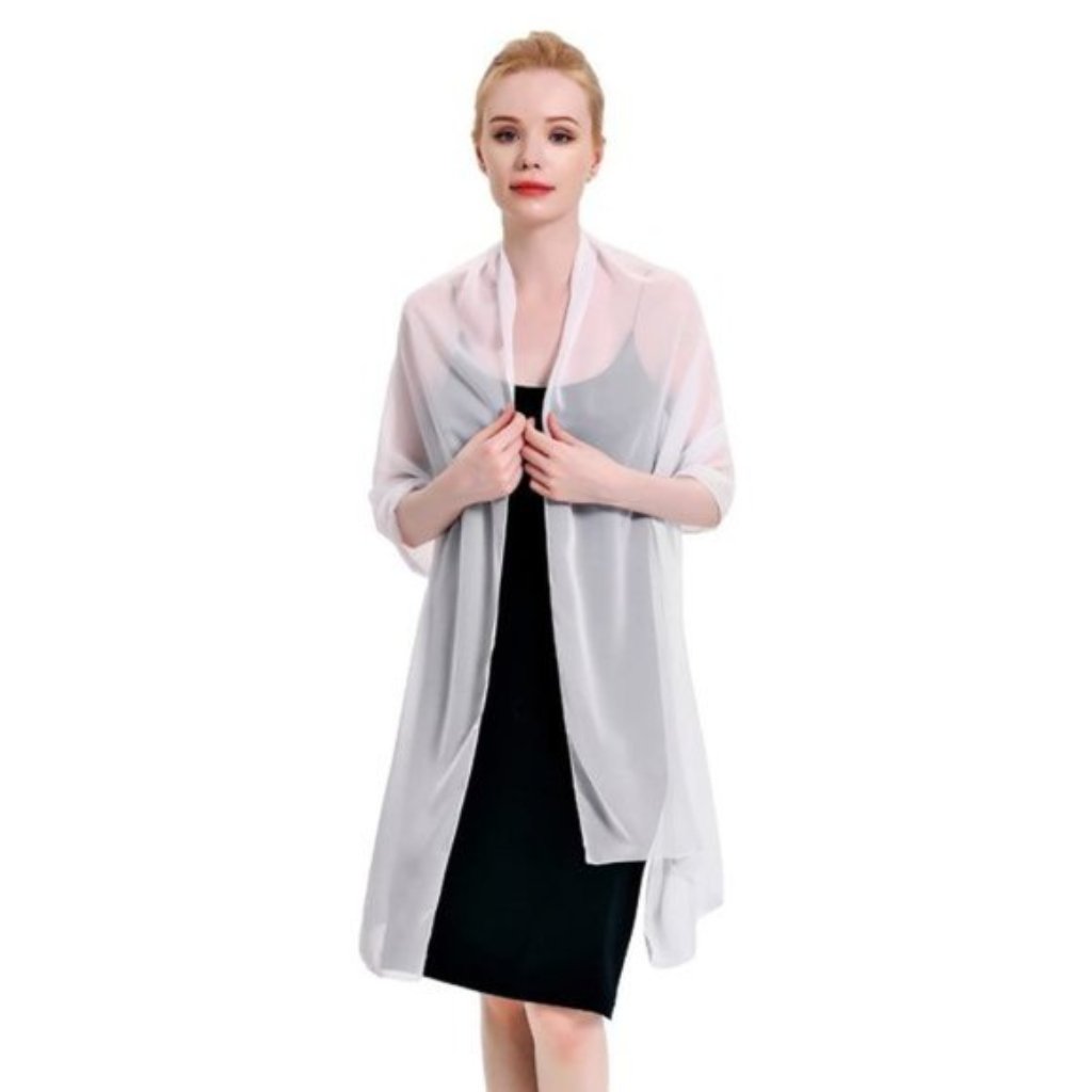 Womens Chiffon Shawls Wraps White